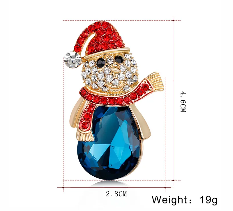 Christmas Gold Brooches Pin Santa Claus Deer Christmas Tree Sock Small Speaker Snowman Mix Crystal Quality Brooch Jewelry for Kids Women