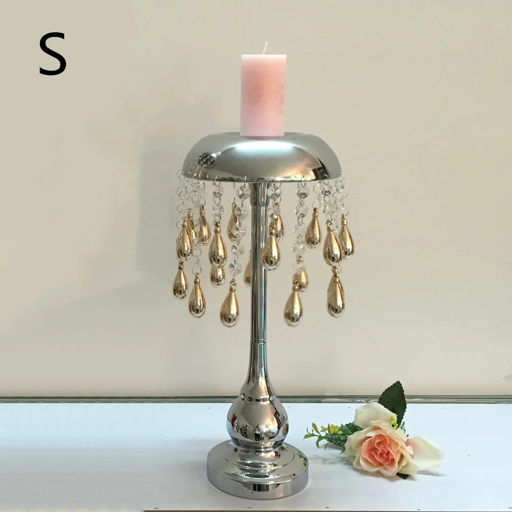 Bougeoir en métal cristaux Table de mariage candélabre/pièce maîtresse carillons éoliens délicats Type décoration chandelier 10 pièces