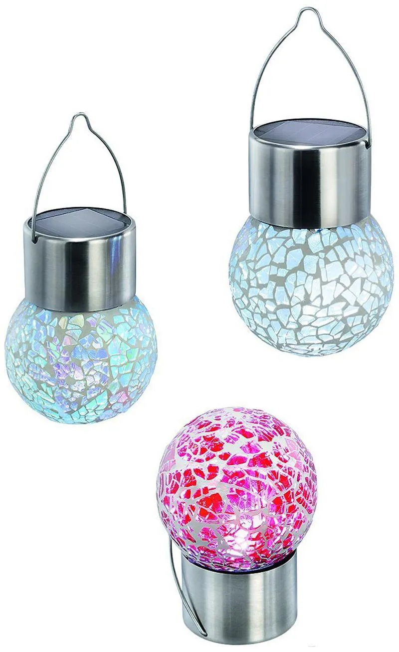 Solar Powered Color Changing Outdoor Led Light Ball Crackle Glass LED Light Hang Tuin Gazon Lamp Yard Decorate Lamp