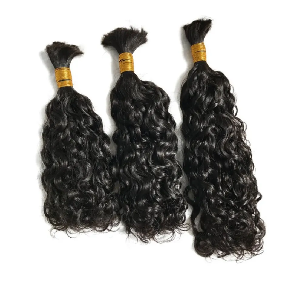 Cabelo humano em massa onda de água indiana pacotes extensões de cabelo cor natural 100g/pacote para trança fdshine