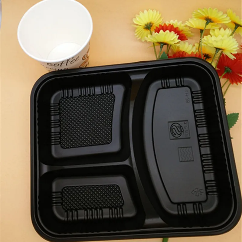 FedEx Enviar BPA descartável Recipientes de alimentos grátis com tampas/bandeja de caixa/almoço Bento com capa 3 Compartimento Safe da lancheira BPA grátis