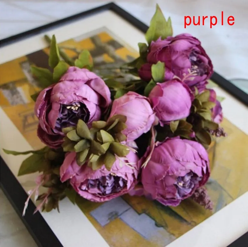 1bunch European Artificial Peony Decorative Party Silk fake Flowers Peonies For Home Hotel decor DIY Wreath