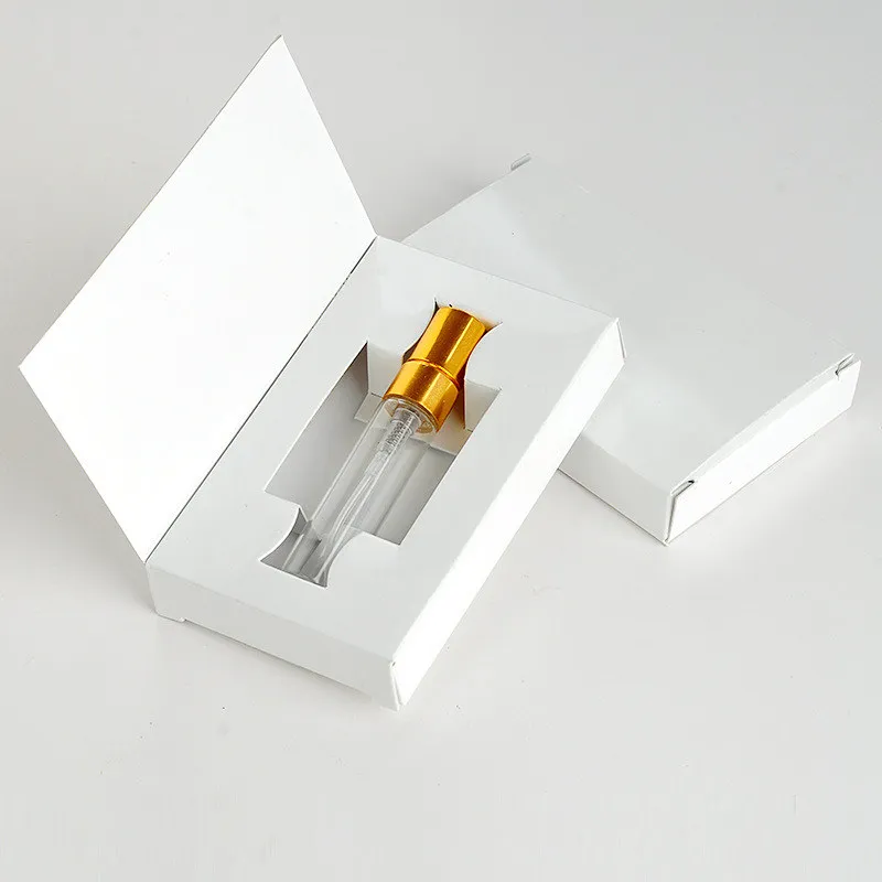5 ml 10 ml glasflaska parfymfördelare Parfum Sprayflaska med förpackningsbox Kosmetiska Sample-flaskor påfyllningsbara flaskor F20172469