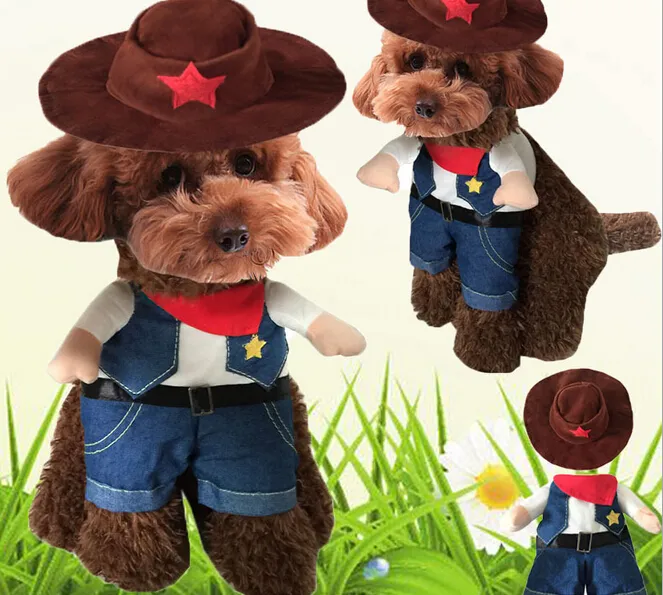 söt husdjur hund katt halloween cool western ko kostym doggy rolig fest kläder valp jackor hundar katter outwear