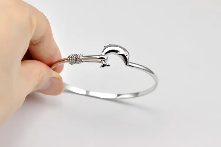 hot gift factory price 925 silver charm bangle Fine Noble mesh Dolphin bracelet fashion jewelry