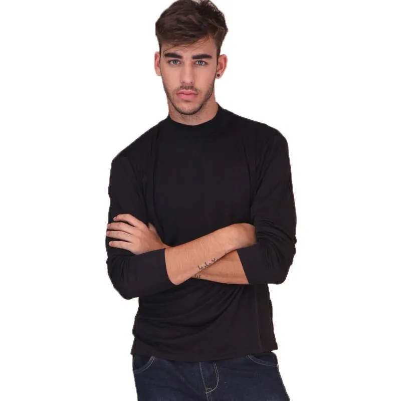 100 % pur poids lourd en tricot de soie pour homme col roulé confortable haut solide taille M L XL XXL