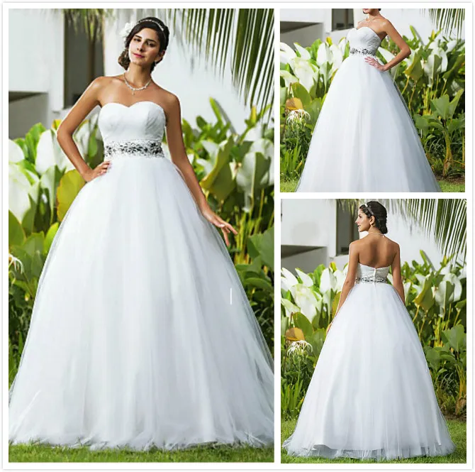 Nuovo arrivo abito da ballo abito da sposa classico senza tempo elegante lussuoso semplicemente sublime tulle a cuore lungo fino al pavimento con perline