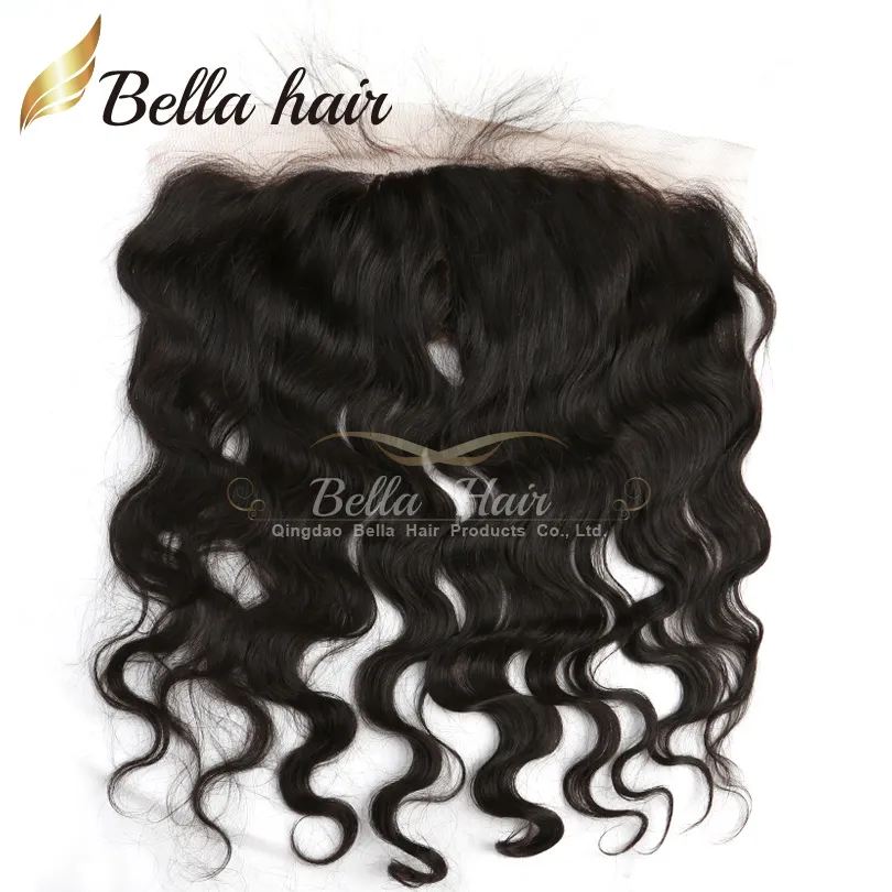 Zijde Basis Kant Frontale Sluiting Top Braziliaanse Body Wave Maagd Remy Human Hair Extensions 4X13 Natuurlijke Kleur Oor tot Oor Haarstukken 8-22inch UITVERKOOP Bella Hair