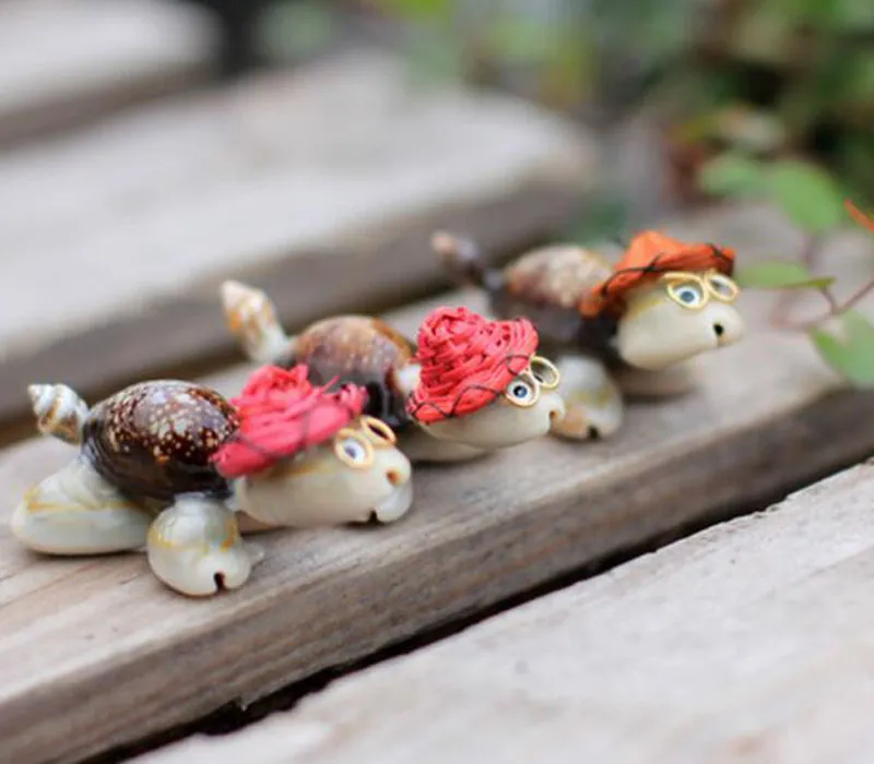 2017 nuovo Moss micro-paesaggio ornamenti shell cappello di paglia tartaruga cartone animato assemblaggio fai da te piccoli ornamenti spedizione gratuita