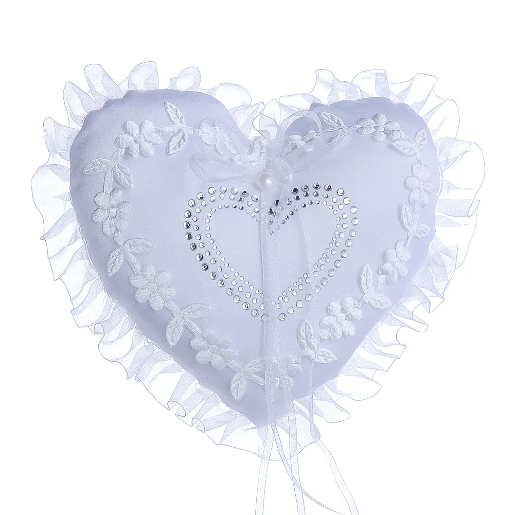 Set Burlap Hessian Lace Crystal Wedding Guest Livre de stylo Set Ring Oreiller Garter Decoration Love Heart Bridal Ring Oreads Weddin4832027