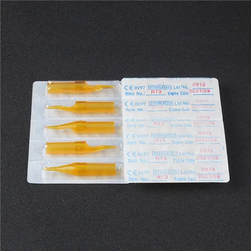 Disposable Tattoo Tips 3RT Yellow Color Plastic Sterile Nozzles Tube Tattoo Supply For Tattoo Machine 3498090