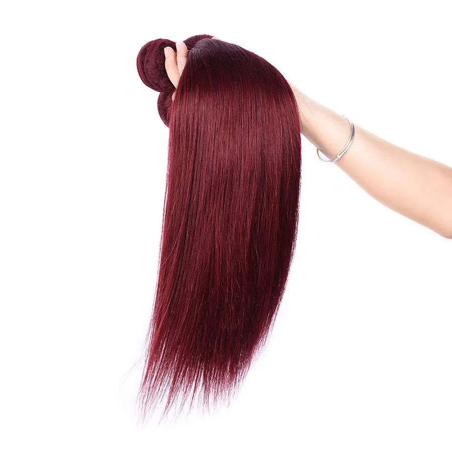 Burgundy Wine Red Color 99J Brazilian Virgin Hair Weave Bundles Peruvian Malaysian Indian Silky Straight Remy Human Hair Extensions