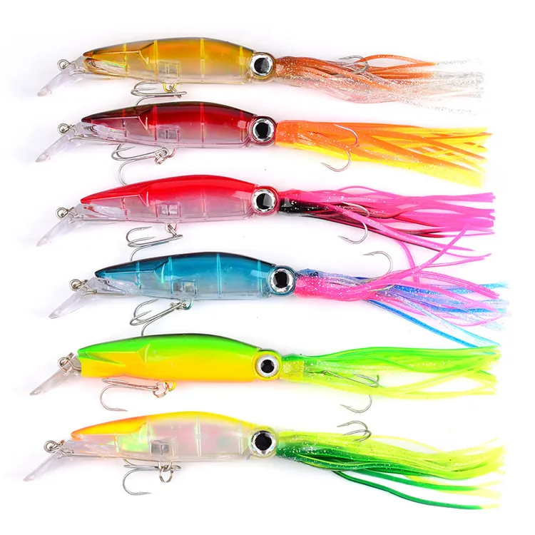 Jigs de calmars chauds Crochets Buzzbait Lure 14cm 40g 6Colors Durable Manches en plastique-Poisson Pêche Pêche Bait Puissance Pêche Tackle