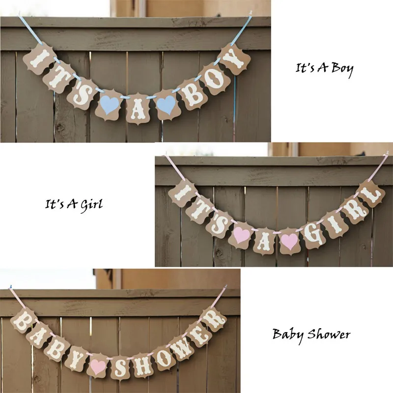 Babyparty-Banner aus 3M-Papier „It's a Boy Girl“, Party-Taufe-Dekoration, Wimpelkette, Gastgeschenke, Zubehör, Blau, Rosa, Babyparty