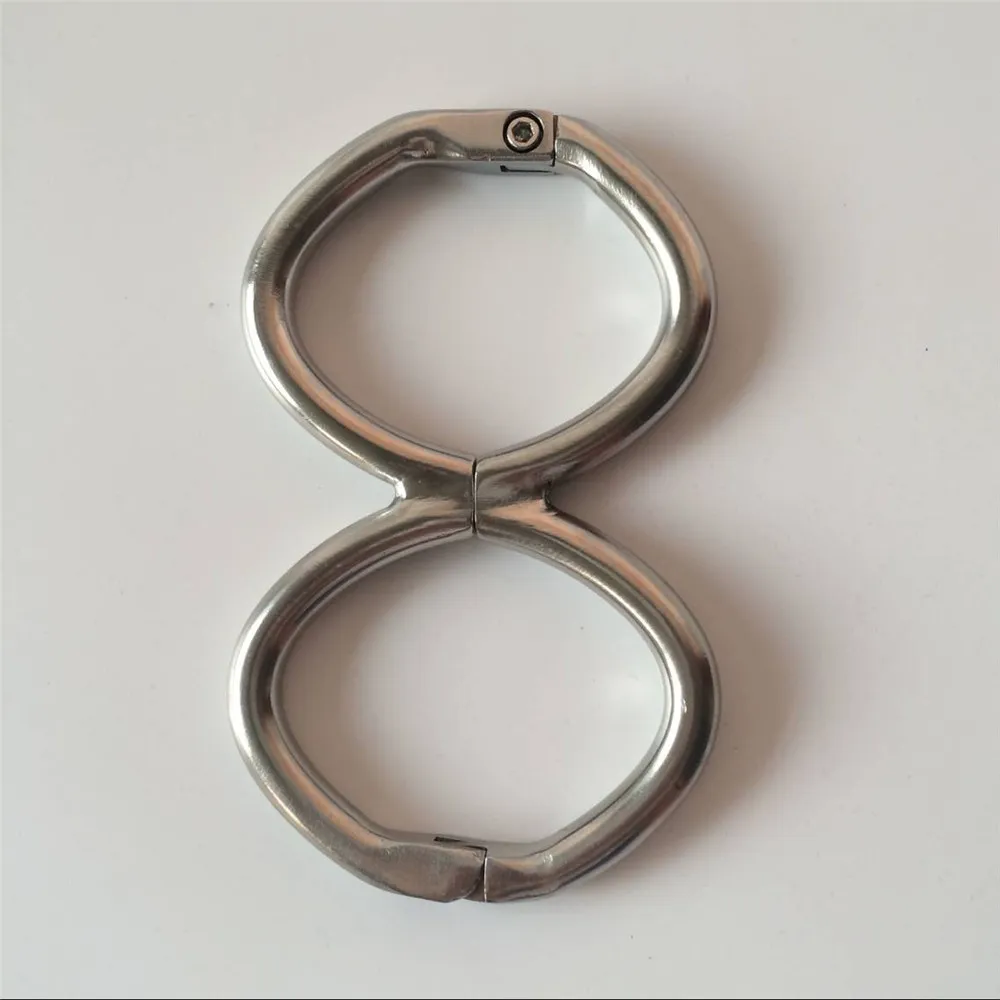 最新の男性女性ステンレス鋼のひょうたん形状固定楕円形の手首拘束手錠束縛ボンデージマナクル大人BDSM製品SE2950475