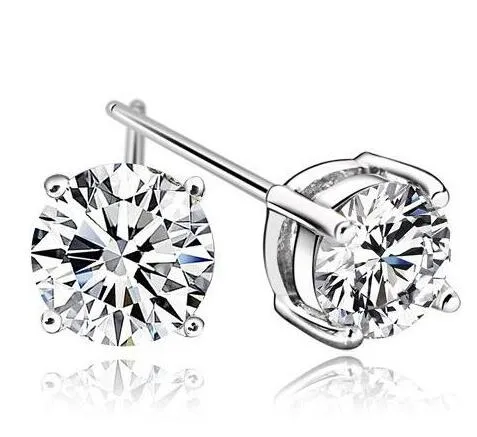 Neue Mode Silber Überzogene Österreichischen Kristall Ohrringe für Männer Frauen Diamant Zirkon Ohrstecker Schönes Geschenk brinco masculino Großhandelspreis