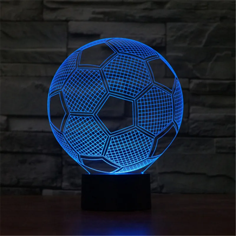 Futebol Criativo 3D Acrílico Visual Casa Toque Candeeiro de Mesa Colorido Mudando de Arte Decoração USB LEVOU Mesa de Criança Luz Da Noite TD20