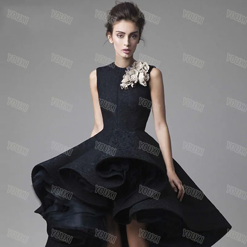 Krikor jabotian vestidos de baile feitos à mão flor jóia pescoço preto na  altura do joelho formal vestidos de noite sem mangas tapete vestido de  festa - AliExpress