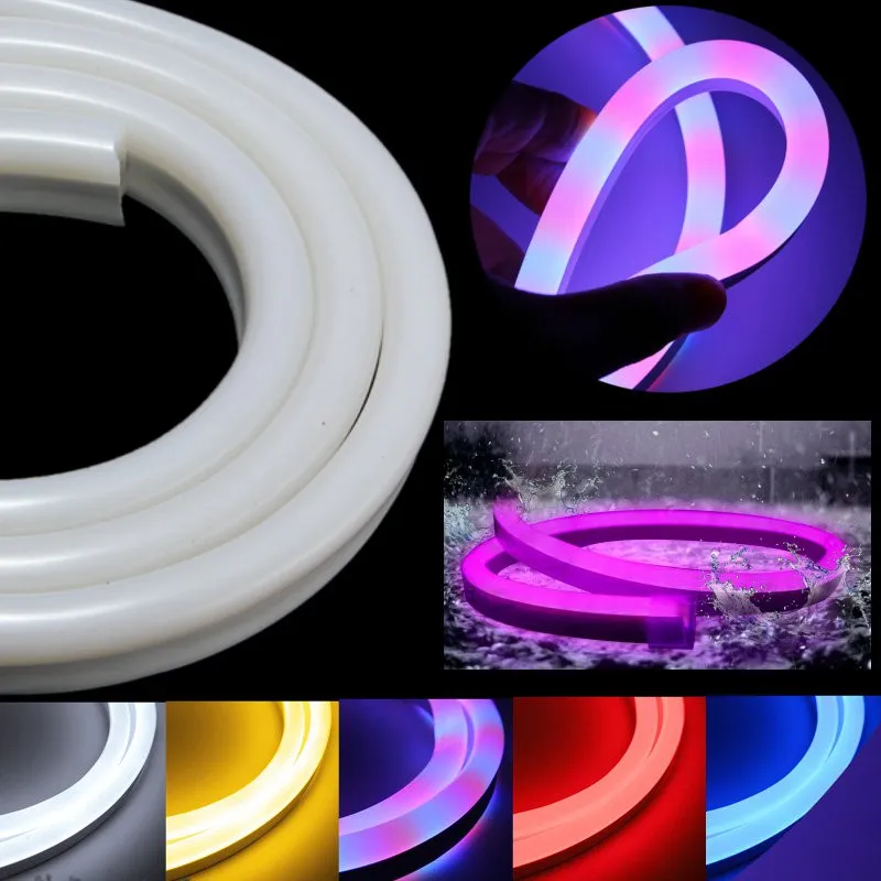 LED Neon Flex Light 50M Red Flexible Tape 8mm Mini 2835 SMD LEDs 120 LED M 220V Waterproof Tube for Outdoor Signs Party and Home Decoration