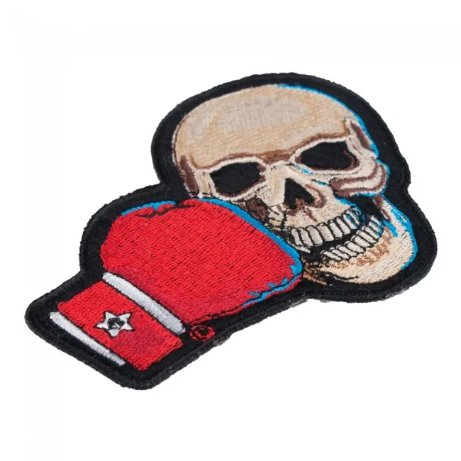 KO Boxing Skull Motorcycle Patch Boxing Skull Embroidered Iron On Or Sew On Patches 4 3 25 INCH 302k