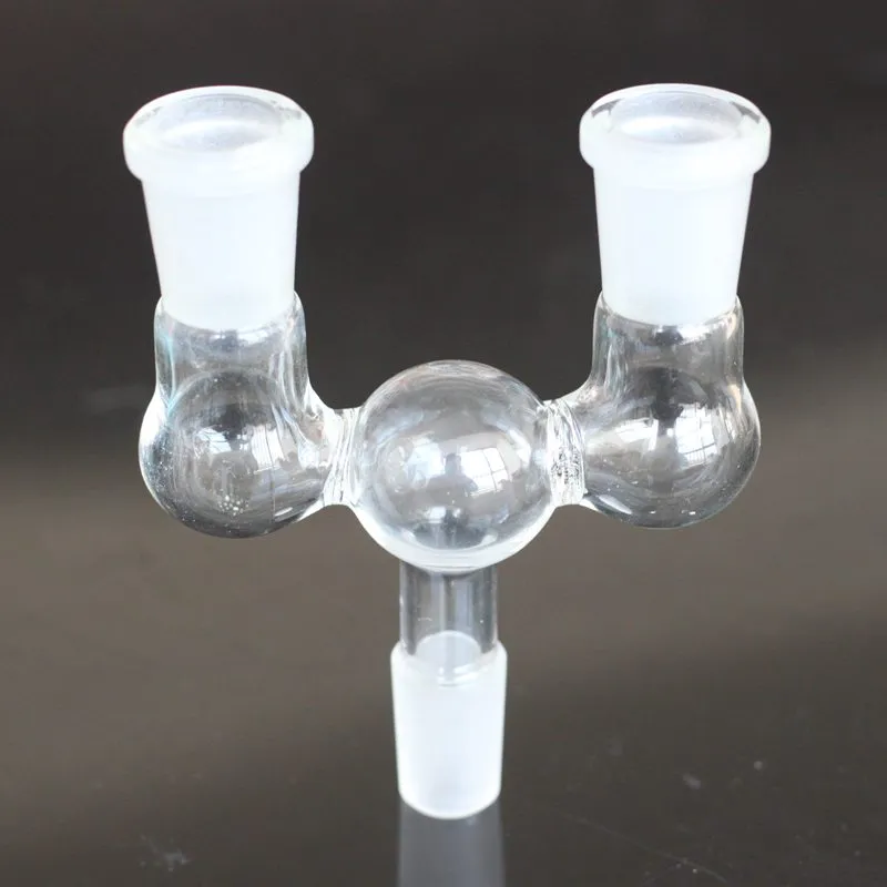 Un tour deux Verre Drop Down Dropdown double bol adaptateur Narguilés 14mm 18mm mâle à femelle pour Bong Water Pipes