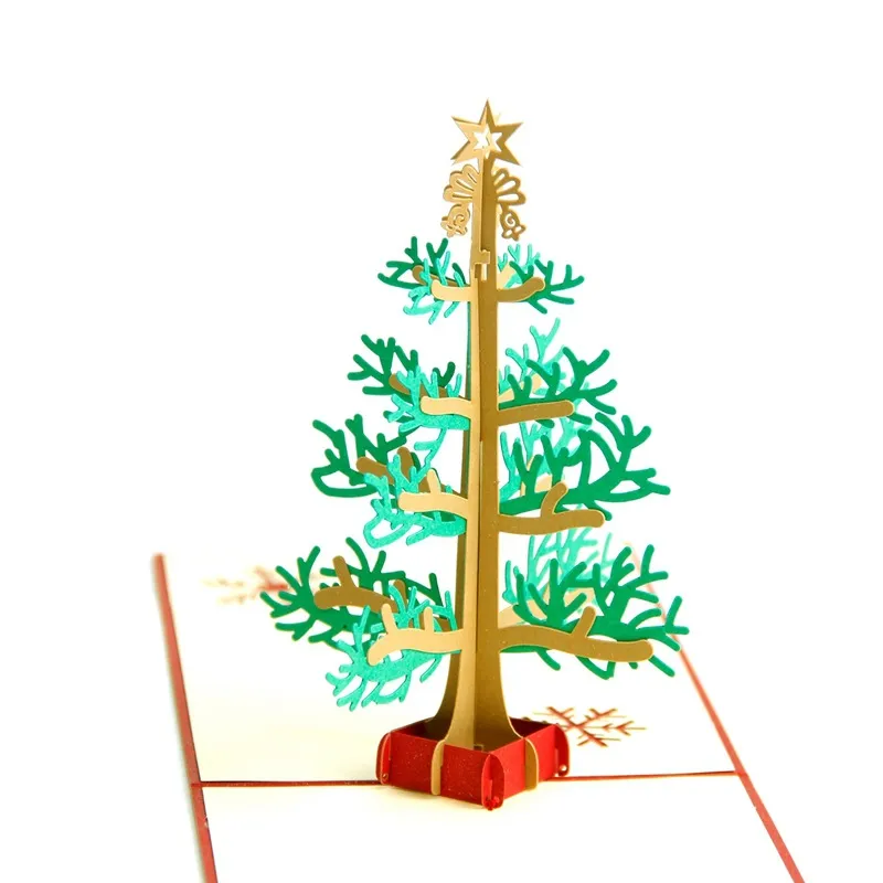 4パッククリスマスカード3Dグリーティングカードクリスマスのグリーティングカードクリスマスの装飾がグリーティングカード卸売をポップアップ