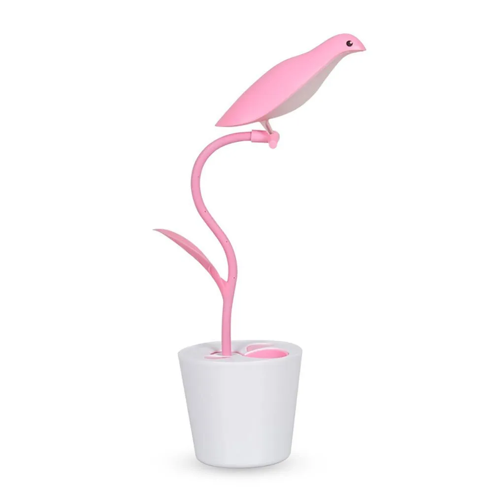 LED -tafellampen Creatief Lovely Bird Novely Gift bureaulantaarns Dimbare 360 ​​graden aanpassing met USB DC5V 500MA Lithium Battery