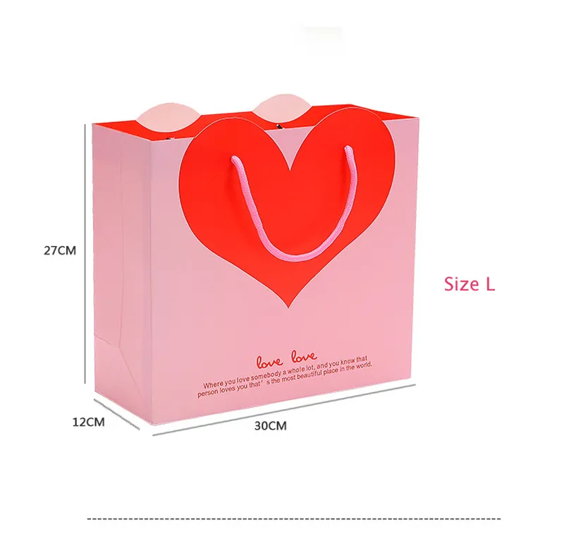 4 kolory miłość serce papierowe torby prezentowe przenośne torby na zakupy 3 rozmiar Boże Narodzenie wesele Favor Torby