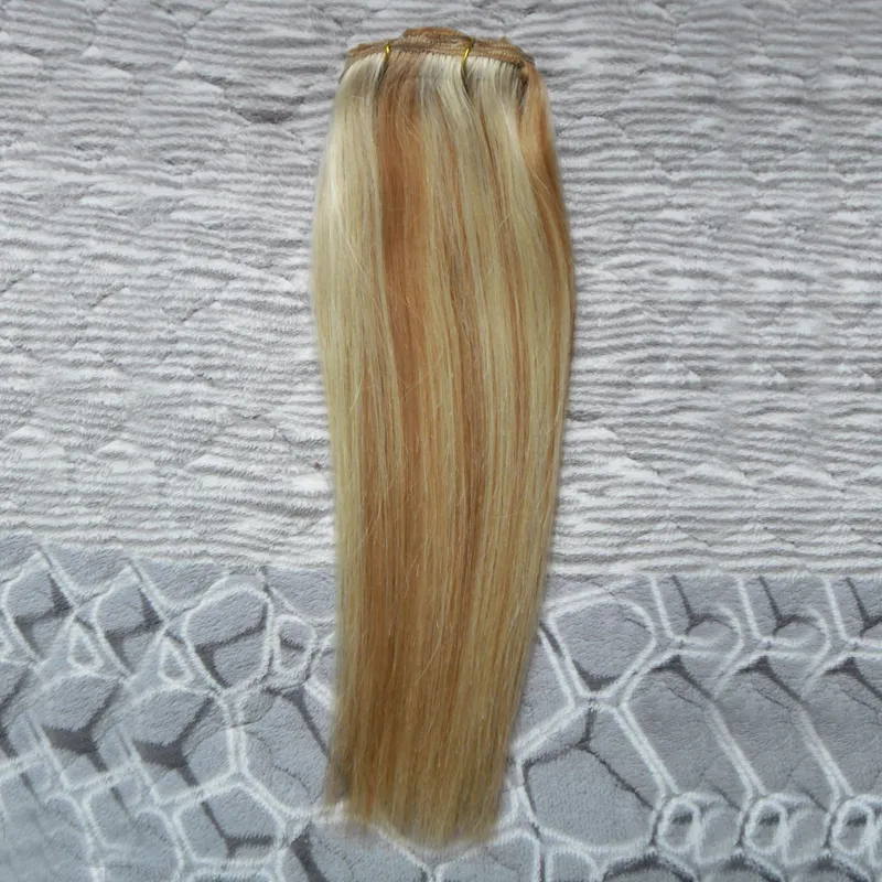 Maleisische virgin haar Straight 27/613 blonde virgin haar Weave Bundels 100g 1 stks human hair extensions dubbele inslag