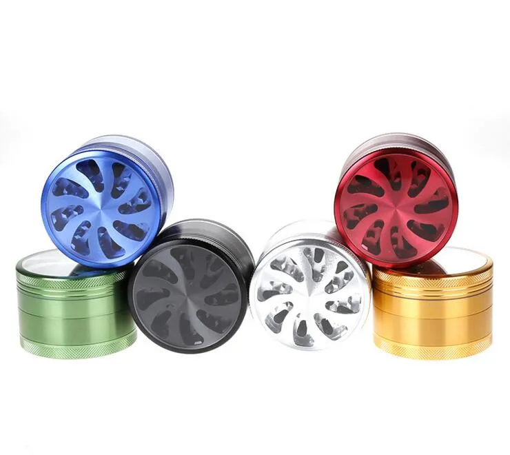 4 lagen dia 63 mm aluminium bloem grinder roken metaal helder raam kruiden kruid tabak hand sigaar magnetische schurk breker