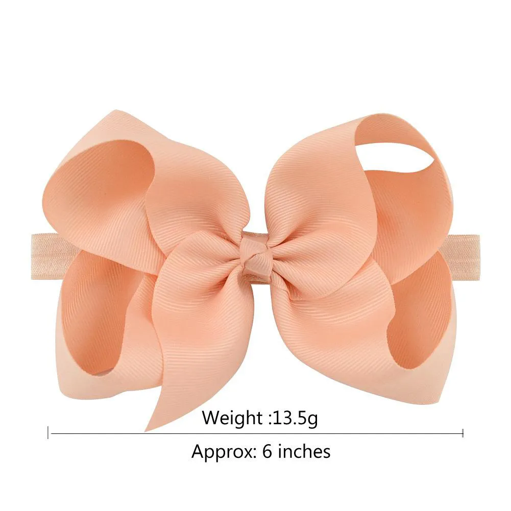 wholesale ribbon Baby Girls Big Bow Headbands 6 Inch Grosgrain Ribbon Boutique Bows Flowers Headband Infant Toddler Elastic Hairbands Hair Accessories