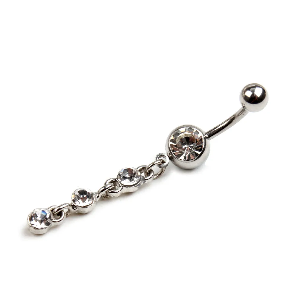 Gratis Verzending Hot Nieuwe Jeweled Belly Button Rings Chirurgisch Staal 5 Verschillende Kleuren CZ Navel Ringen HJ102