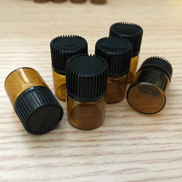 1ml 1/4 Dram Amber Mini Glass Bottle 1cc Amber Sample Vial Small Essential Oil Bottle Travel Mus