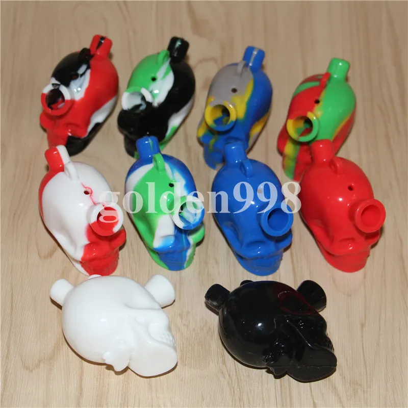 skull Silicone Blunt Bong Travel Bongs skull Silicone bubble blunt Dab Rig silicone Bubbler Oil Rigs Glass Water Pipes