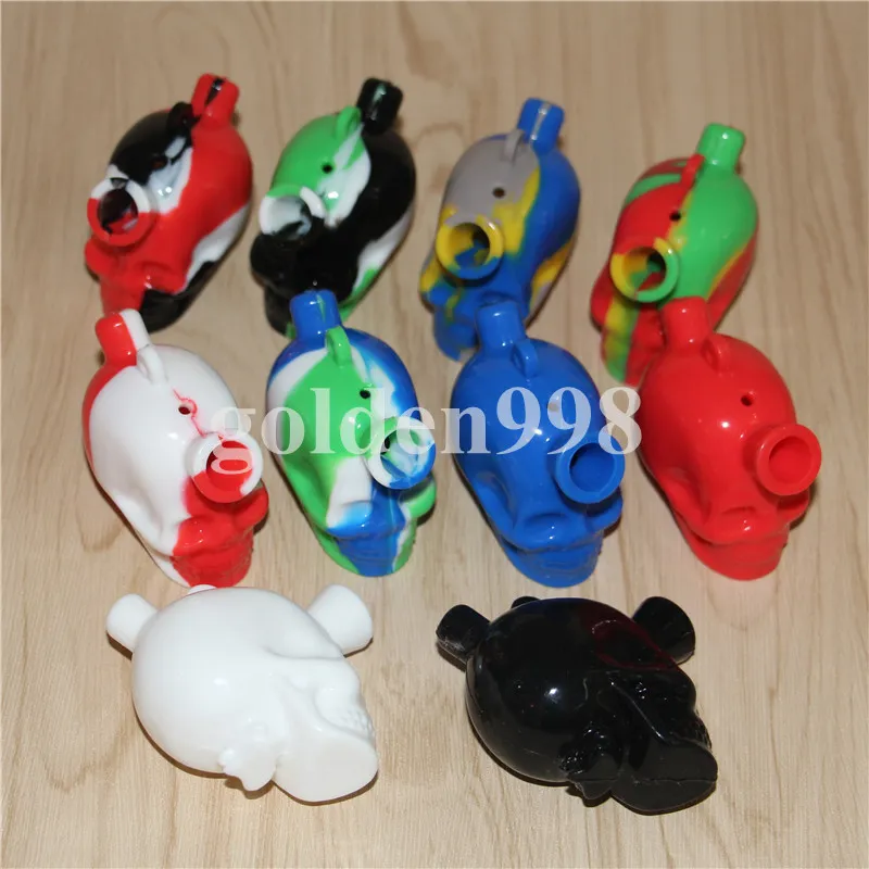 Skull Silicone Blunt Bong Travel Bongs Skull Silicone Bubble Blunt Dab Rig Silicone Bubbler Oliereiljes Glas Water Pijpen