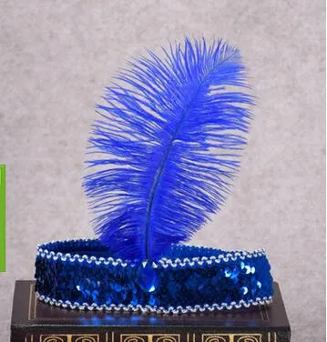 Ostrich Hair Show Headband Sequin Set Diamond Color Play Headdress Indian Adult Feather Head Wear Child Headdress