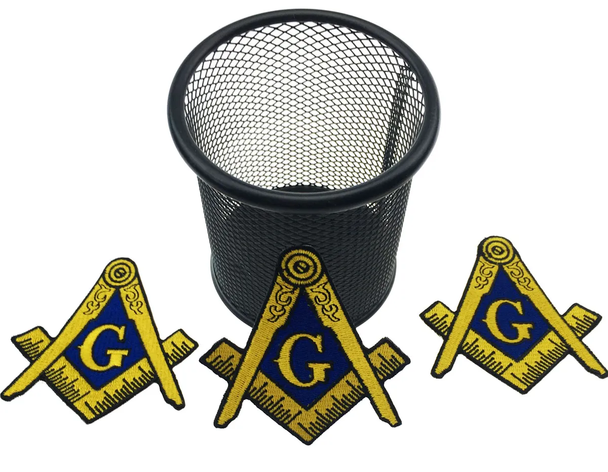 Masonic Logo Patch مطرزة على الحديد على الملابس Mason Lodge Emblem Mason G Square Compass Patch خياطة على أي Garment230U