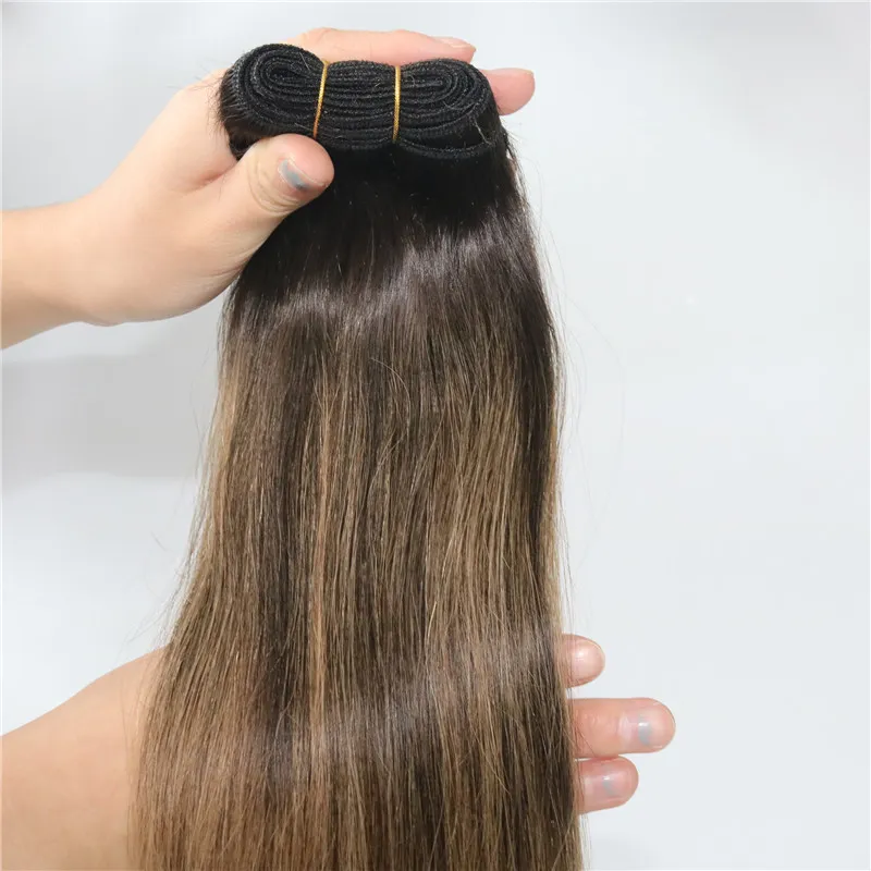 #2 6# Human Hair Extensions Balayage Highlights Dark Brown Human Hair Weave Bundles Brazilian Virgin Hair Thick End 100gram one set