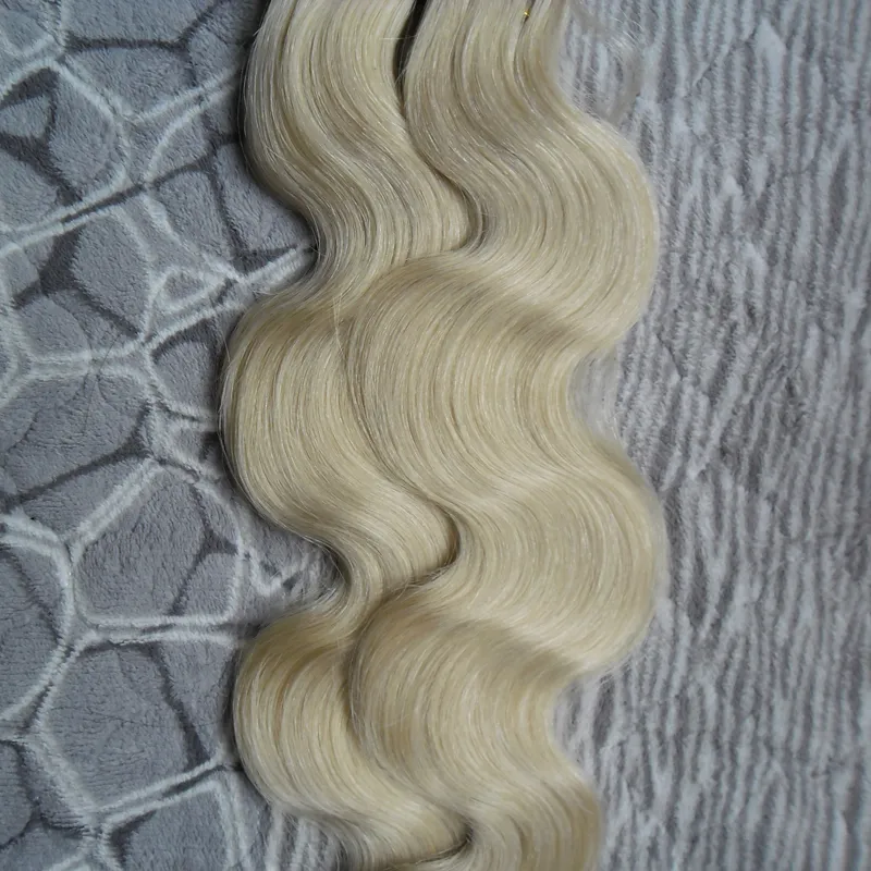 # 613 Bleach Blondynka Taśma w Ludzkich Przedłużeniach Włosów 40 Sztuk / Zestaw Taśma 100G W Human Włosy Wave Wave Dwustronna Taśma Skóra Weft Hair Extensions