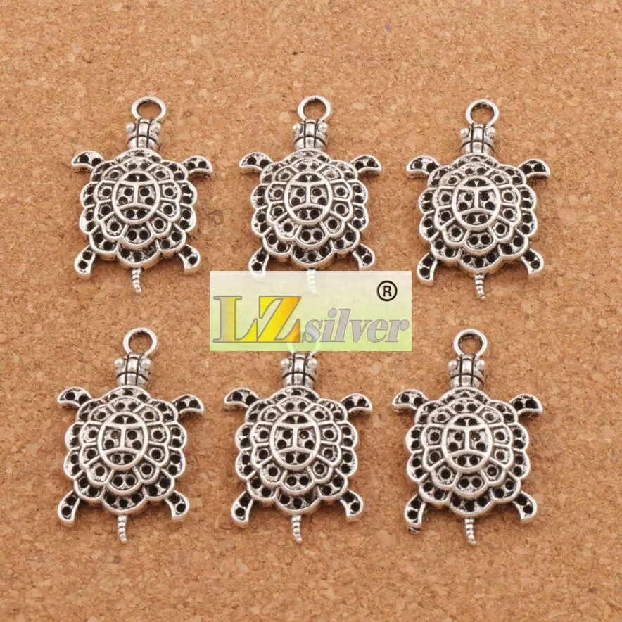 Animal 3D Sea Turtle Tortoise Alloy Charms Tibetan Silver Pendant 34mm L1181 Jewelry DIY