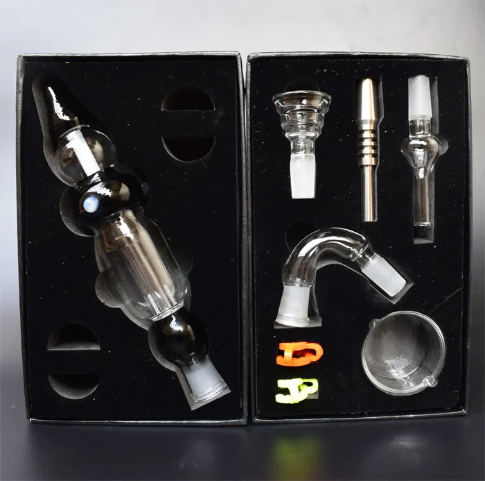 Il più recente kit collettore di nettare da 14 mm con punta in titanio Ciotola in vetro Tubi acqua in vetro Piattaforme petrolifere Bong in vetro riciclatore Mini bong da viaggio