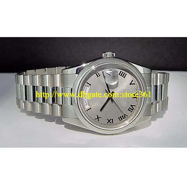 store361 nieuwe aankomst horloges New Mens PLATINUM President Rhodium Roman Dial 118206