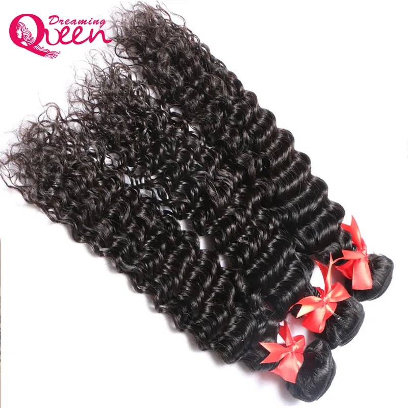 Não processado brasileiro virgem cabelo humano extensões de cabelo de onda profunda 3 pacotes com 13x4 laço frontal nós descorados natural hairline7811626