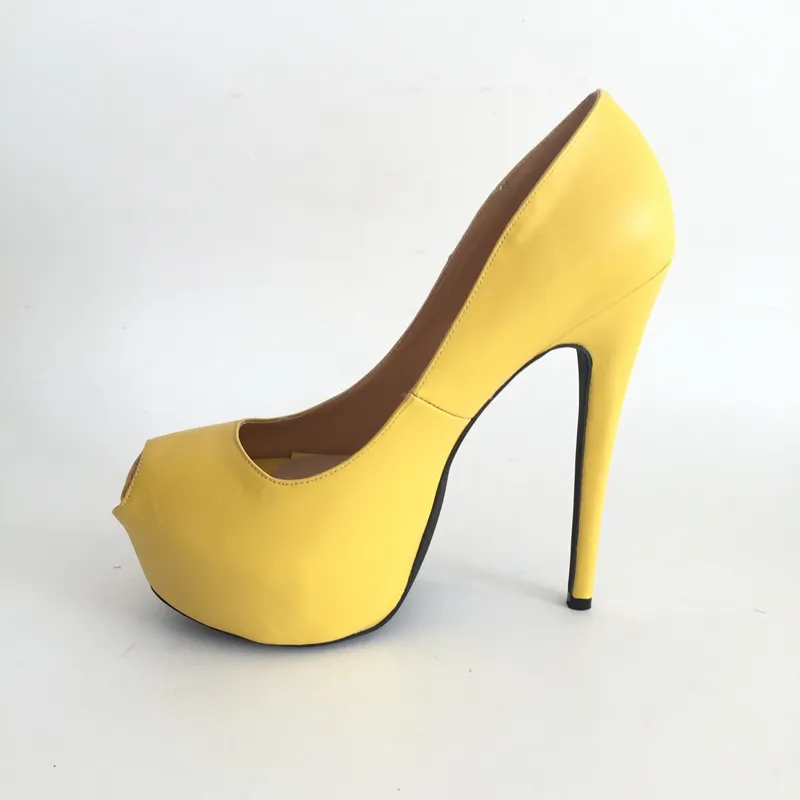 Chaussures de mariage en PU souple jaune, escarpins à talons hauts, plateforme à enfiler, accessoires de mariée, pompes à talons aiguilles, couleurs personnalisées, taille US4-15