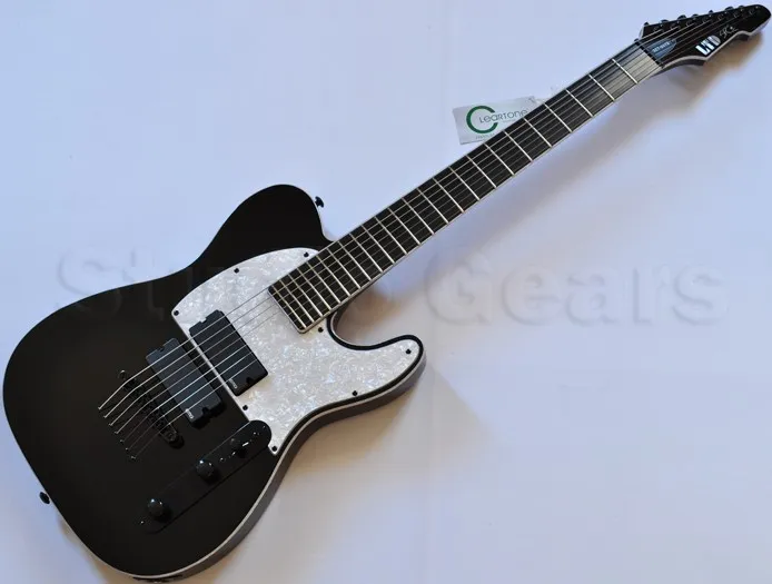 LTD SCT-607B Stephen Carpenter Signature Guitarra eléctrica de 7 cuerdas Pastillas activas EMG Caja de batería de 9V White Pearl Pickugard String Thru Body