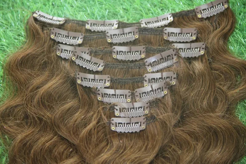 ブラジルのボディーウェーブ人間のヘアクリップの中の伸びの中の100gクリップの中の毛髪伸びの中でクリップ