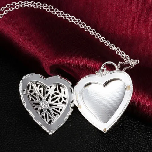 DIY biżuteria Mosiądz Hollow Gold Silver Plated Photo Heart Lockets Oleje Exchental Lockets Wisiorek Naszyjnik B630