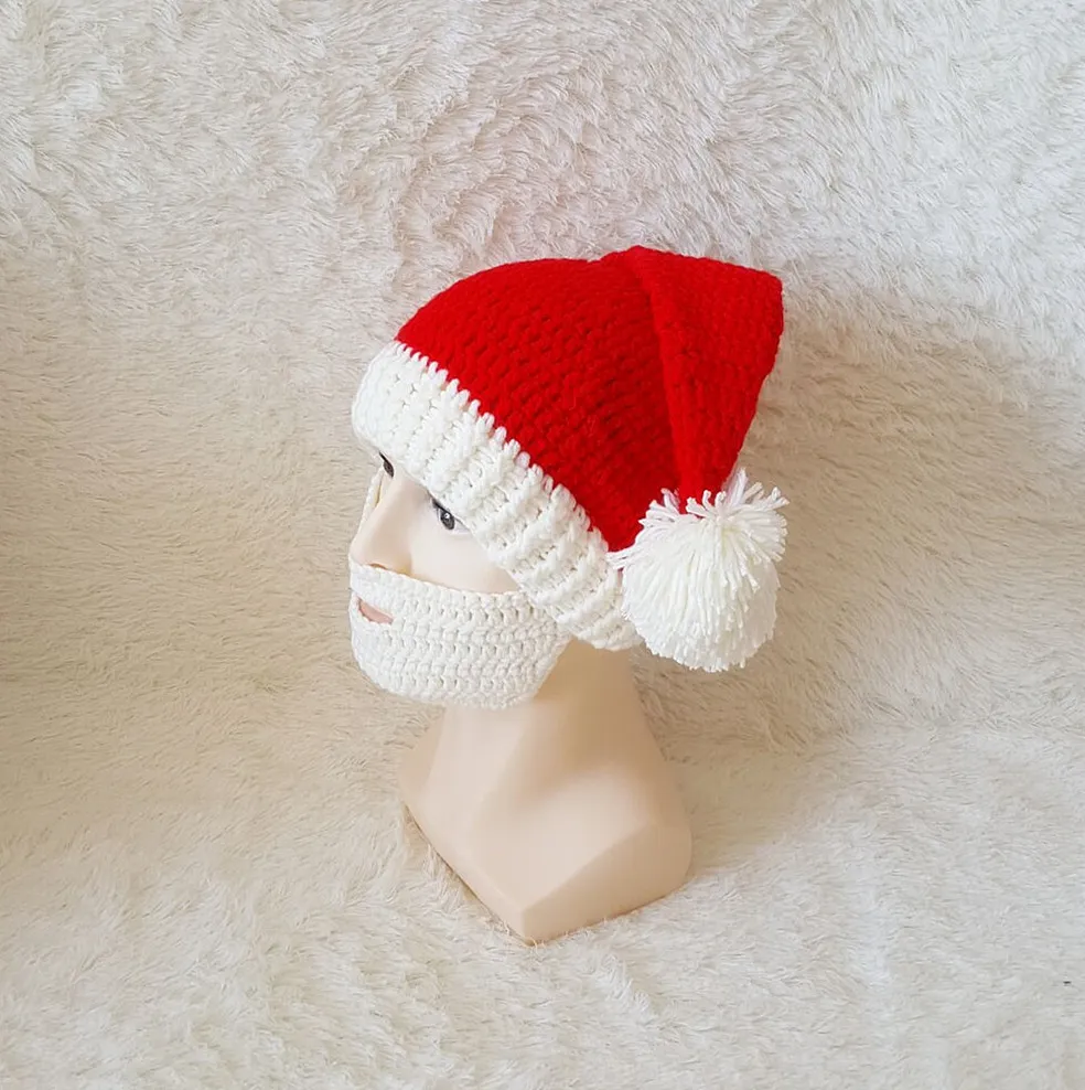 Uomo Donna Barba creativa Novità Maglia fatta a mano in lana Cappello divertente Festa di Natale Berretto lavorato a mano da Babbo Natale Regalo unisex