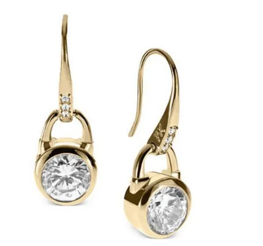 هوك أقراط الذهب أزياء العلامة التجارية كريستال استرخى أقراط DHL الأزرار الماس الزركون أقراط مجوهرات الزفاف للنساء روز الذهب الذهب والفضة