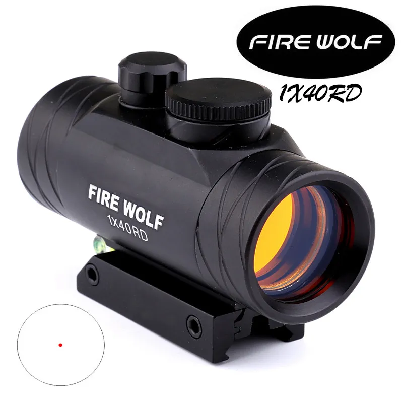 2017 NEW FIRE WOLF 1X40 Hunting Tactical Holographic Red Dot Rifle Scope Sight with Bubble Level Optical instruments